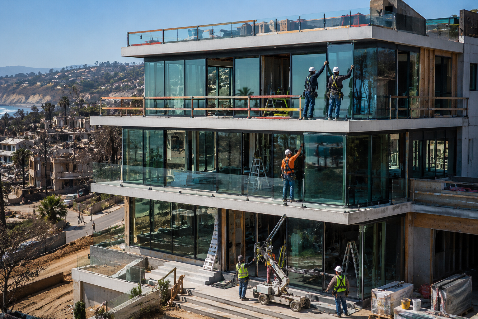 Clear Glazing 3 Story Building Construction